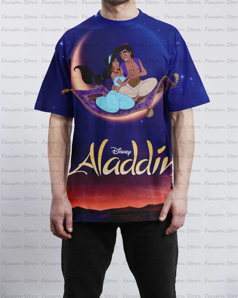 Aladdin Summer New Men's 3D print O-neck cartoon T-shirt Couple Fashion Sports Children's Short sleeved Top