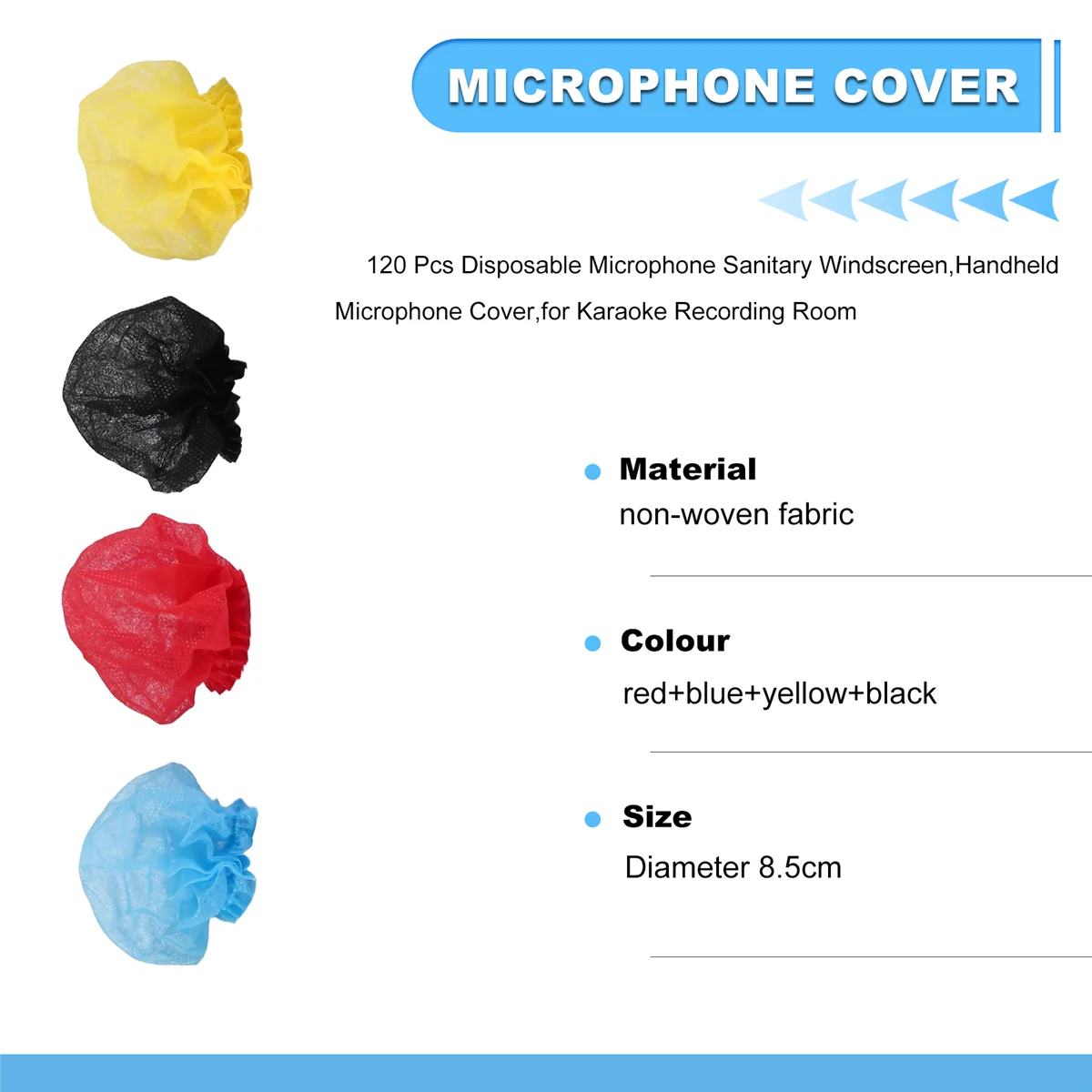 120 قطعة من الزجاج الأمامي الصحي للميكروفون للاستعمال مرة واحدة، غطاء ميكروفون محمول، لغرفة تسجيل الكاريوكي، مقابلة الأخبار، إلخ #1