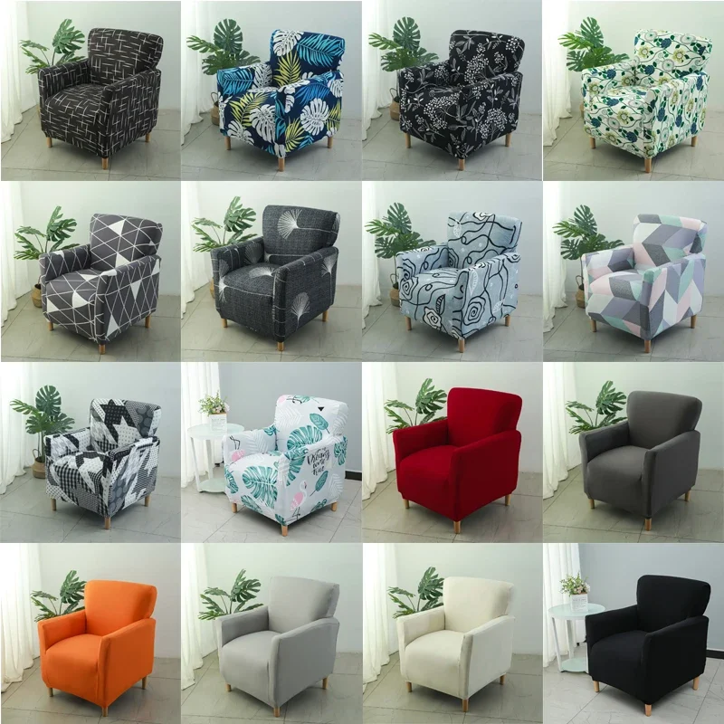 Spandex Printed Tub Sofa Cover Stretch Club Armchair Slipcovers Single Couch Covers for Study Bar Counter Living Room Home