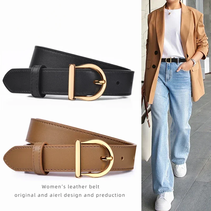 

PU Leather Belt Luxury for Women Round Pin Buckle Belts High Quality Ladies Dress Jeans Strap Girls Waistband Adjustable Belts