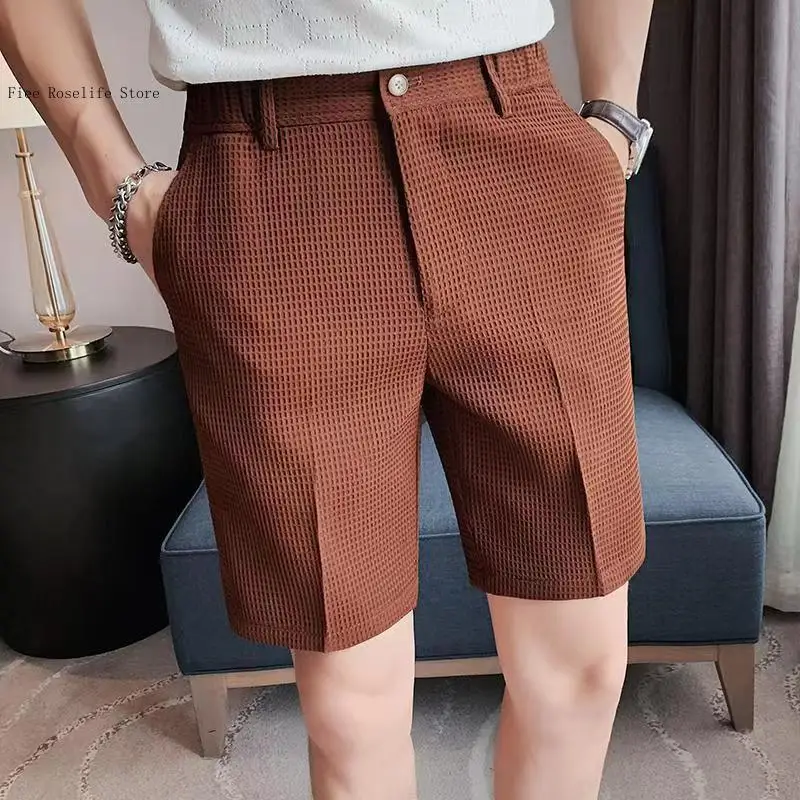 Summer and Autumn Outdoor Travel Thin Casual Loose Pure Color with Pockets Ice Silk Suit Shorts for Men
