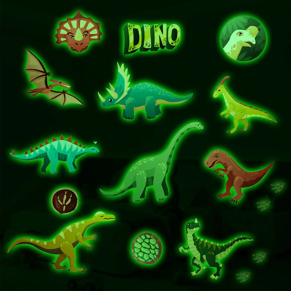 Glow-in-the-Dark Cartoon Dinosaur Wall Stickers - Dinosaur Claw Print Decals Self-Adhesive Home Decor For Kids Bedroom Playroom