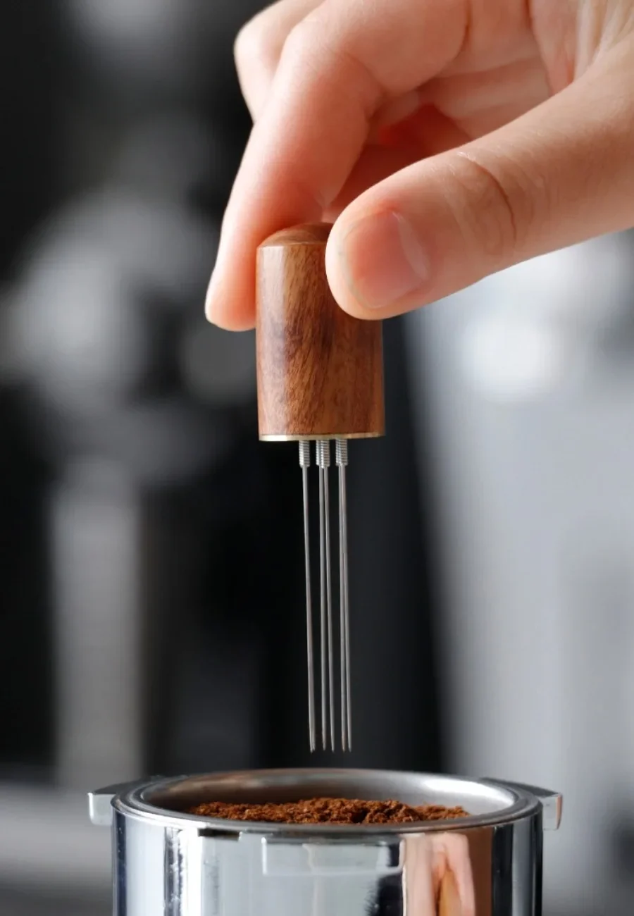 Professioneller Edelstahl-Kaffeepulver-Tamper Espresso-Rührer WDT-Werkzeug Verteiler Nivellierer Barista-Set Zubehör – Detail 5