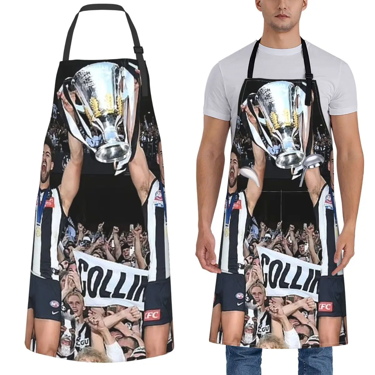 

Daicos Brothers Premiership Trophy Collingwood Apron Chef Cooking Cuisine Tablier Waterproof Bib Kitchen Pinafore for Women Men