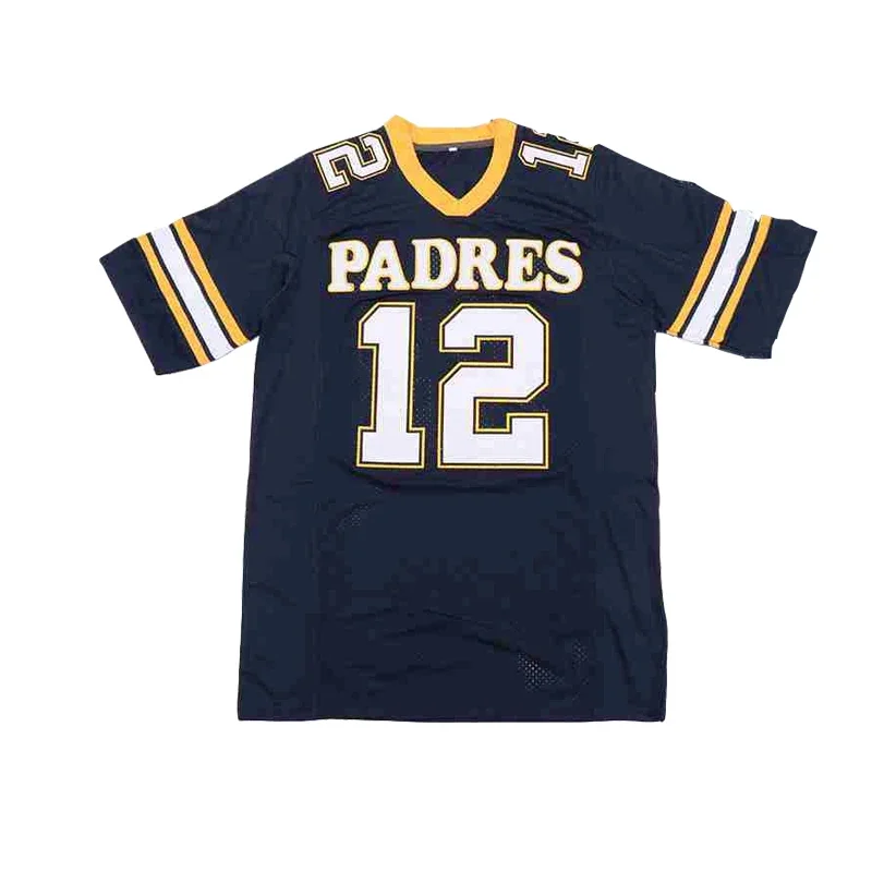 New Men American Football jersey Padres 12 Sewing Embroidery Outdoor Sports Mesh Ventilation White Blue 2023 New Big Size