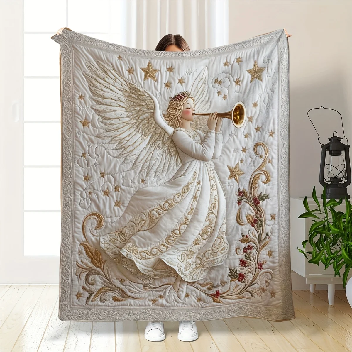 Angel Throw Blanket, Cozy Fantasy Print Blanket for Sofa Bed Couch Travel Camping Office Home Decor