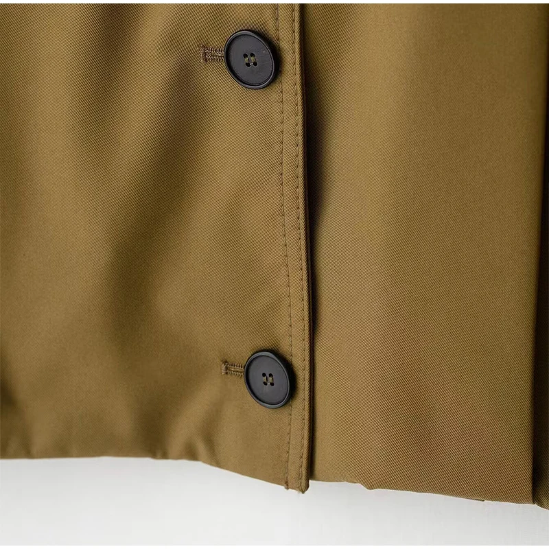 Revers-Langarm-Plissee-Kurzmäntel für Damen, Street-Style, mit Umlegekragen, Epauletten, einreihige Jacken, schicke Damen-Oberbekleidung, neu – Detail 4