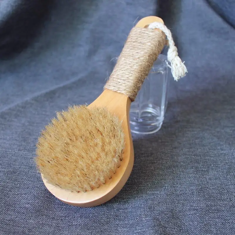New Wooden Bath Brush With Bristles Handle For Shower Back Scrubber Body Exfoliator, Hanging,Massage Miracle