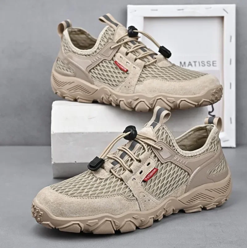 

2025 мужские летние дышащие сетчатые кроссовки, легкая черная походная обувь, прогулочная обувь, уличная обувь, мужская обувь для скалолазания