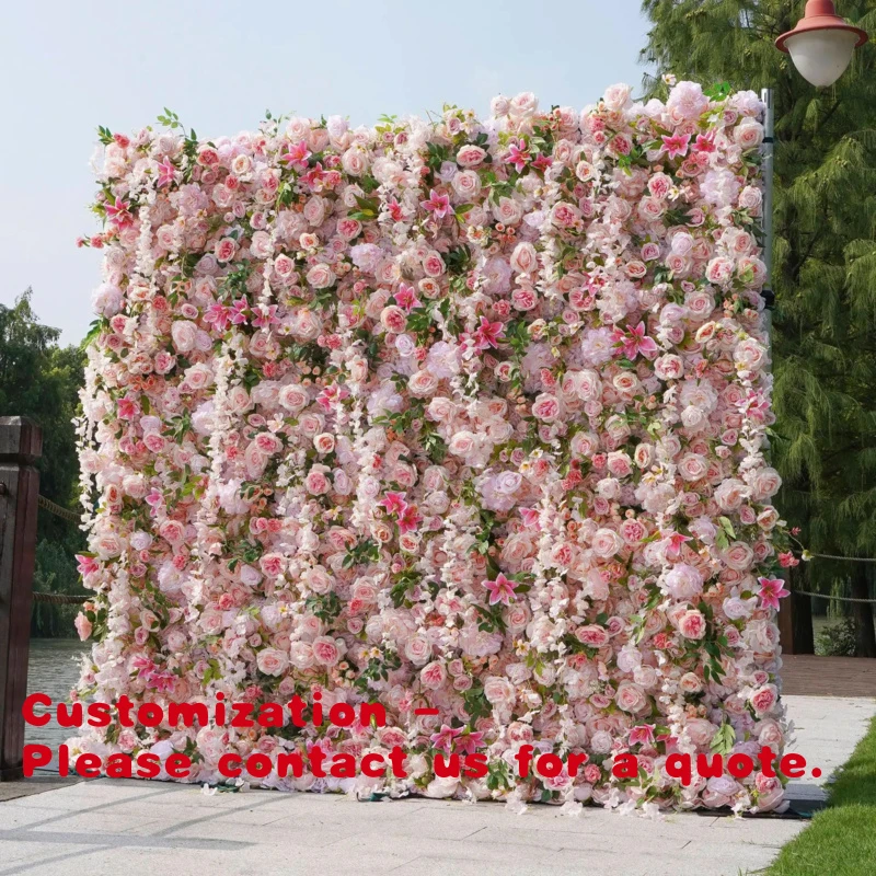 

Customize.Huaien-Border 5D Fabric Base Artificial Flower Wall-Ultra Realistic Wedding/Outdoor/Event Background -Wholes