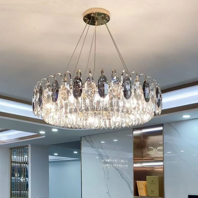 

Modern Style K9 Color Crystal Ceiling Lamp for Living Room And Restaurant Luxurious Chandelier with E14 Bulb Socket