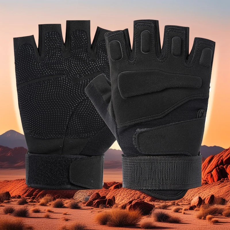 1Pair Outdoor Sports All Finger Gloves For Men Sturdy Breathable Protective Tactical Gloves Anti Slip Cycling Gloves image 2