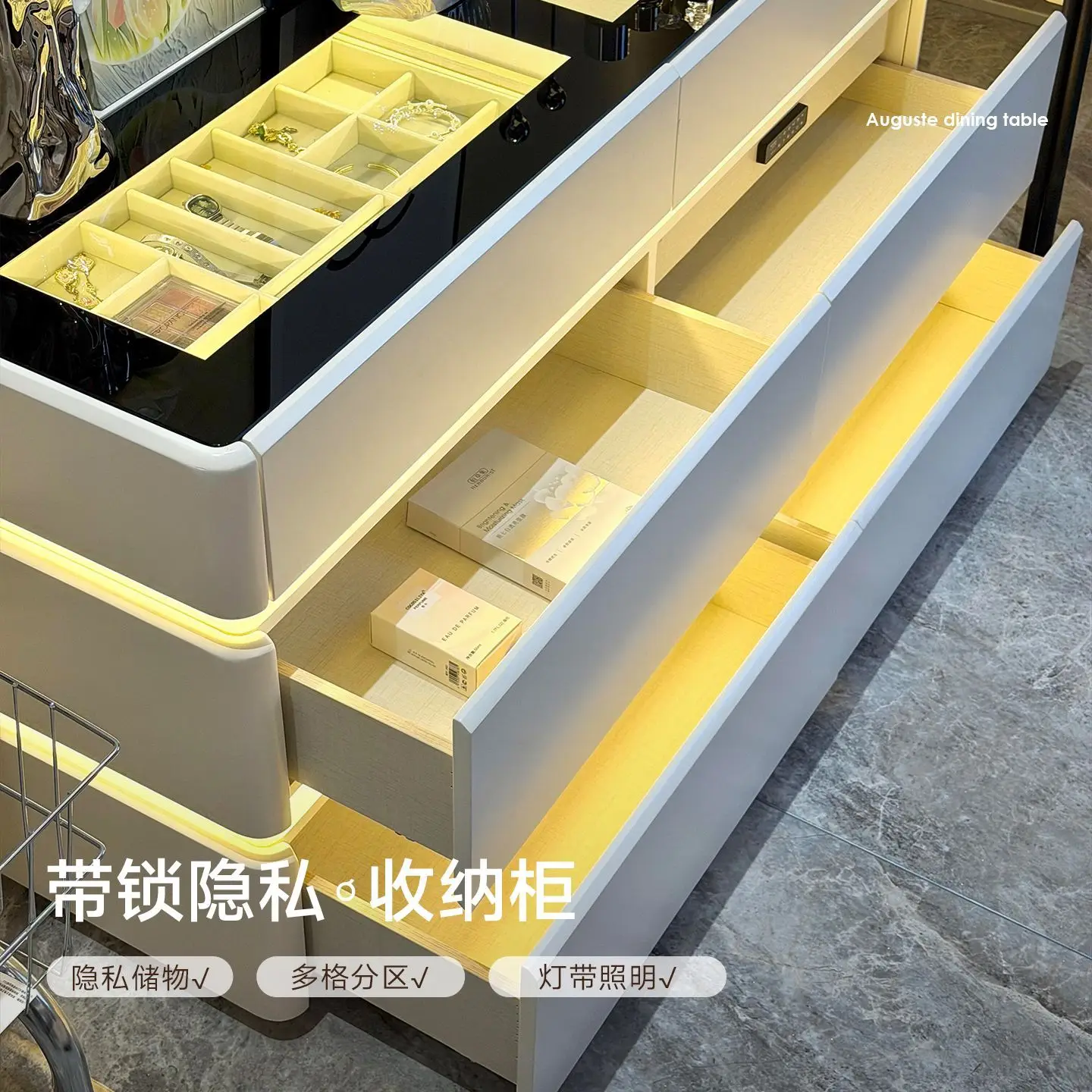 Modern Italian minimalist large-capacity storage dresser chest integrated bedroom light luxury high-end suspension makeup table