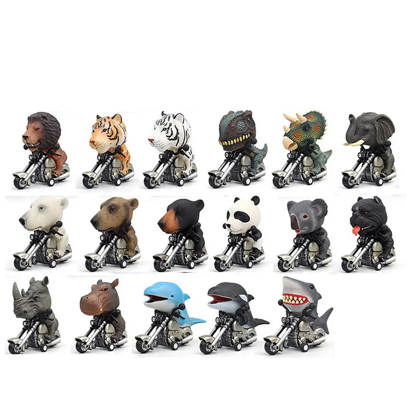 Dinosauro per bambini Pullback Motociclista Simulazione Locomotiva animale Inerzia Modello di auto Veicolo Giocattolo in miniatura per bambini