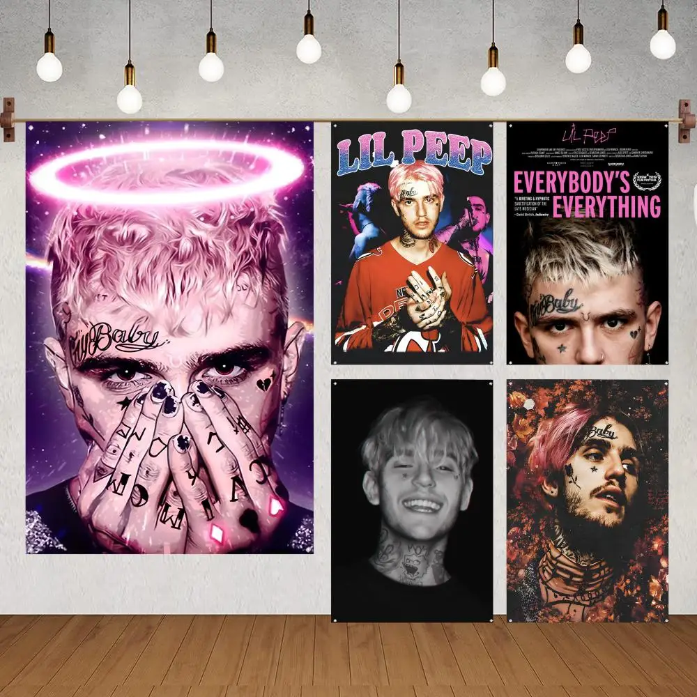 Rapper Lil Peep Flags Flags for indoor decoration with no edging and four corner rings for easy hanging