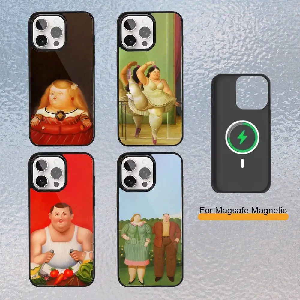 

F-Fernando Botero Canvas Phone Case For iPhone Magsafe Magnetic 17,16,15,14,13,12,11 Wireless Charging cover