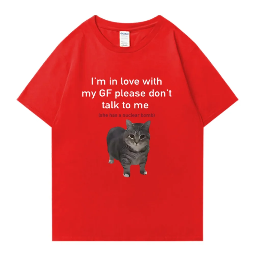 I'm in Love with My GF Funny Cat Crew Neck Tee Shirt Summer Casual Men Women Tops Unisex T-shirt view 3