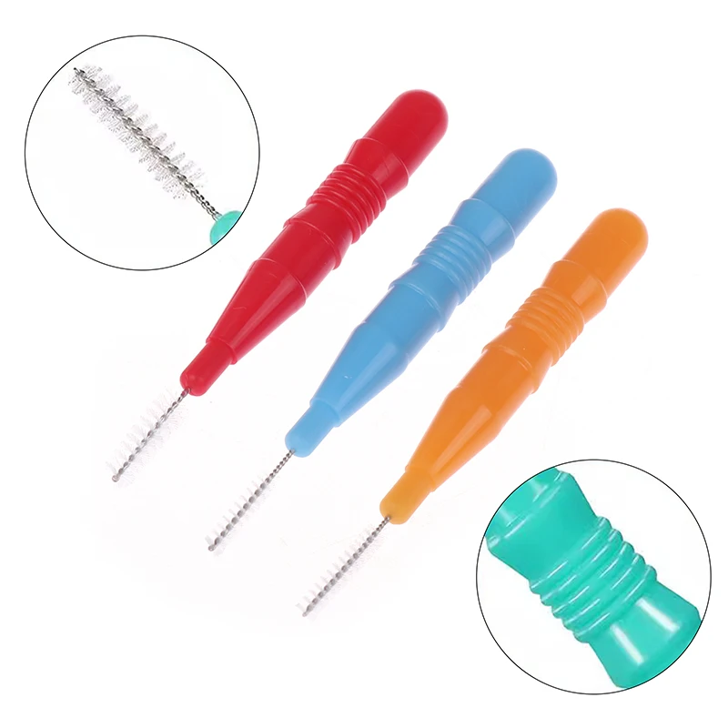 10 pçs i-tipo push pull escova interdental limpeza entre os dentes cuidados orais ortodôntico i forma fio dental