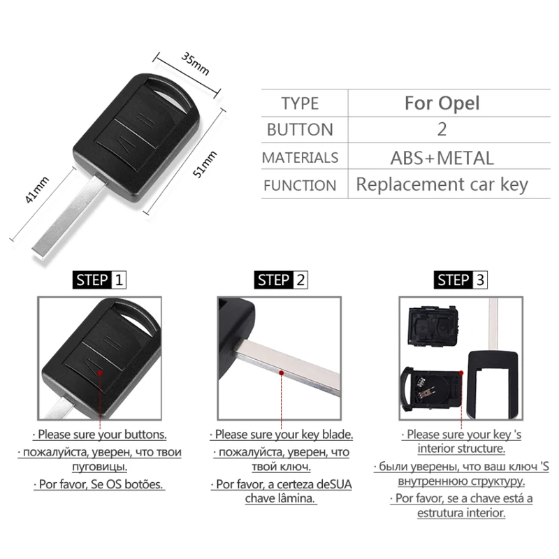 2 Buttons Car Key Remote Control Housing Replacement Car Key Shell Fit for AGILA / MERIVA / Opel / ASTRA with 2 Microswitch