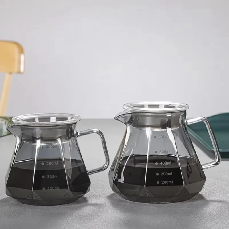 FOME 400/600ml Coffee Sharing Pot with Dripper High Borosilicate Glass Coffee Pot Hand Drip Sharing Pot Filter Funnel Portable