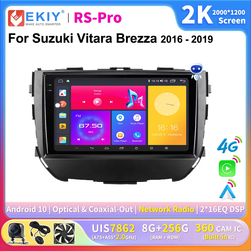 EKIY 2K Screen Multimedia Video Player Android Car Radio Stereo For Suzuki Vitara Brezza 2016 - 2019 Carplay GPS Navigation DSP