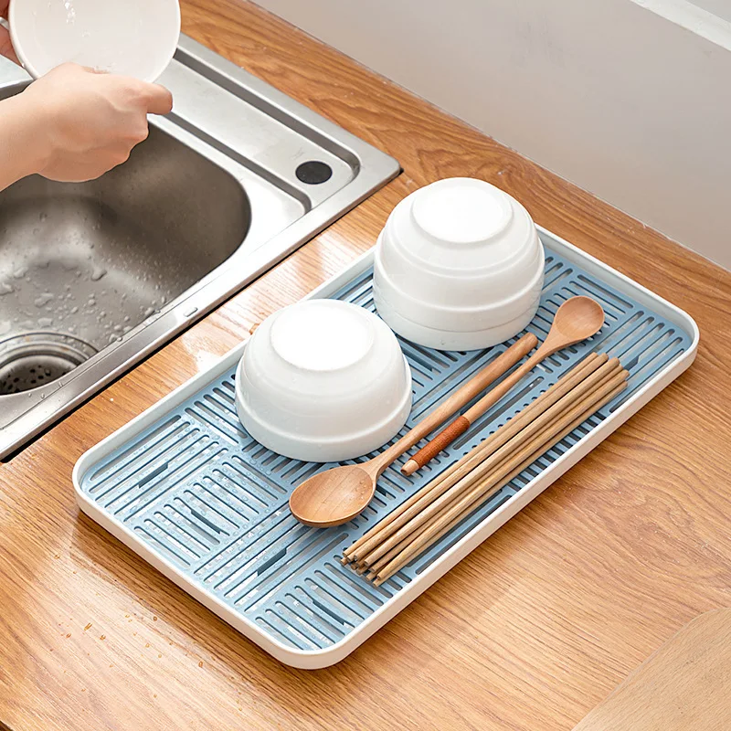 Plastic Drain Rack Sink Organzier Dish Cup Drainer Soap Rack Drain Tray Cup Tea Set Tray Tableware Holder Kitchen Accessories