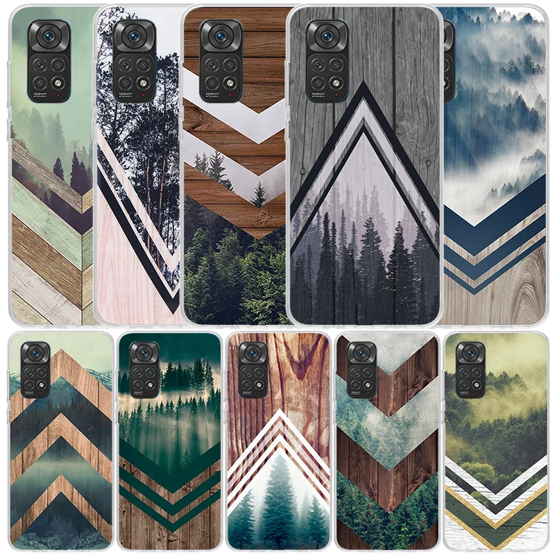 Forest Geometry Wood Nature Phone Case For Xiaomi Redmi Note 15 14 14S 13 12S 12 Pro Plus 11S 11 11T 11E 10S 10 + Soft TPU Back