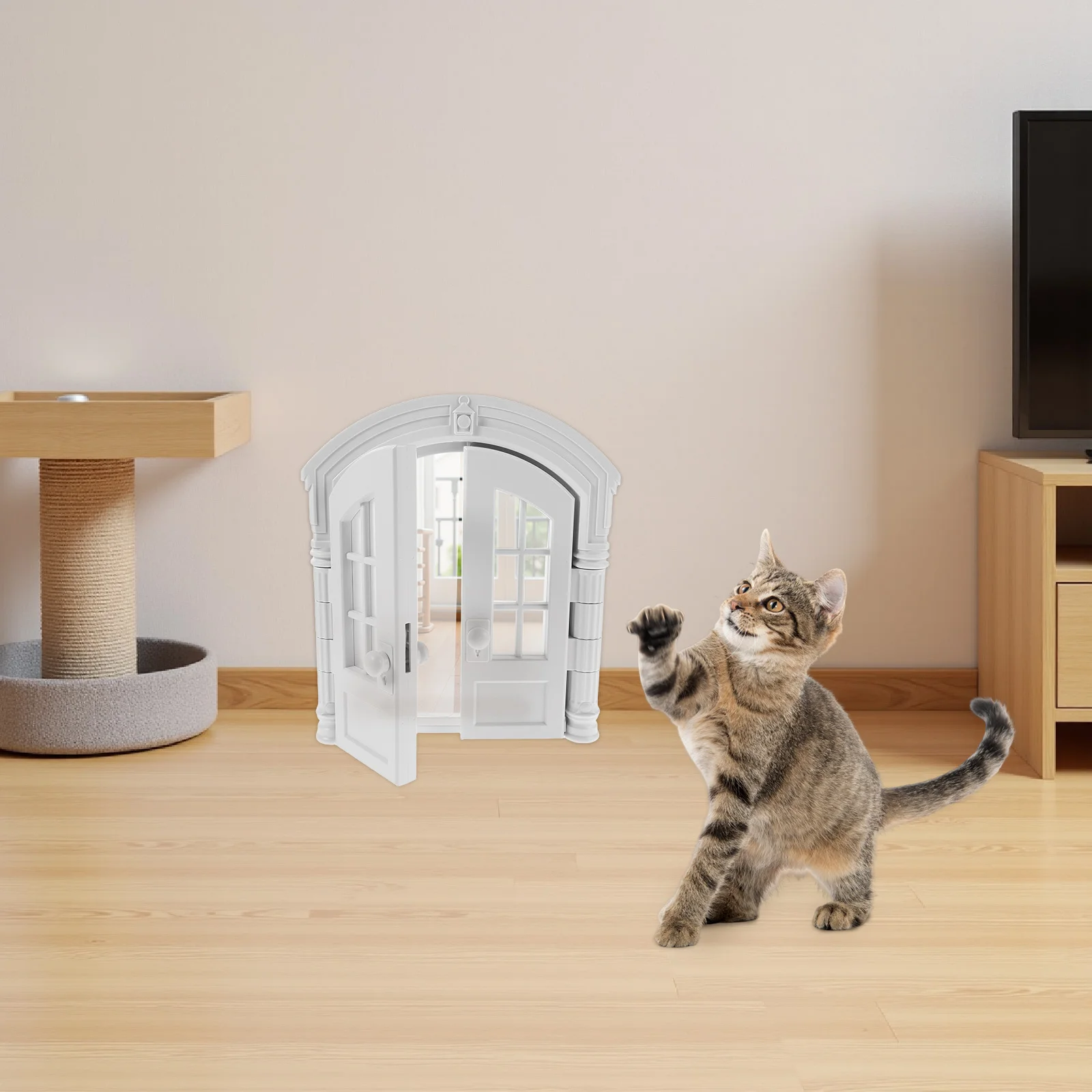

Indoor Cat Door Dual Swing Interior Pet Door for Cats and Small Dogs White Double Opening Pet Gate Puppy Kittens
