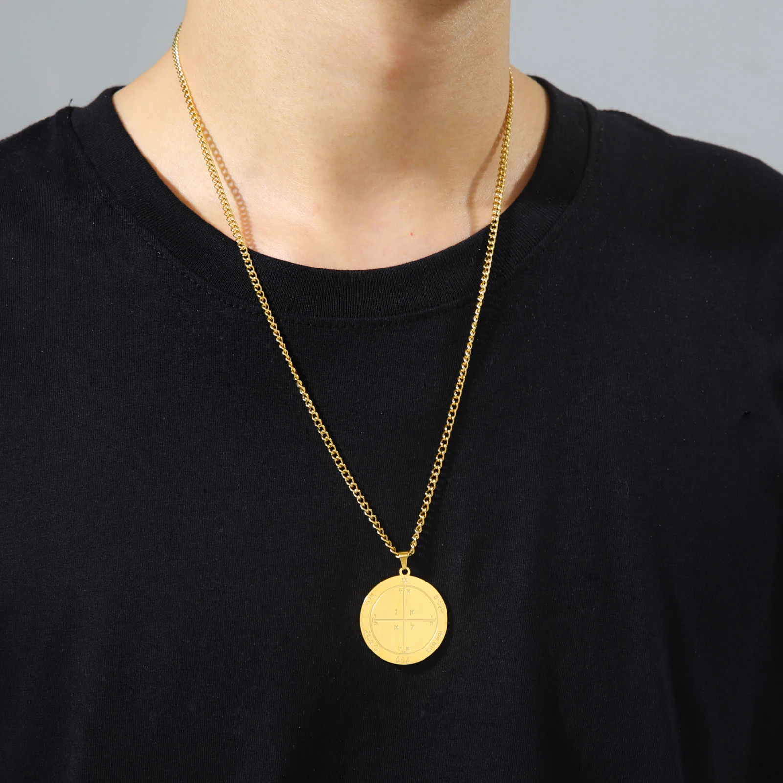 Dawapara Seal of Solomon Pendant Necklace Stainless Steel Vintage Amulet Supernatural Jewelry