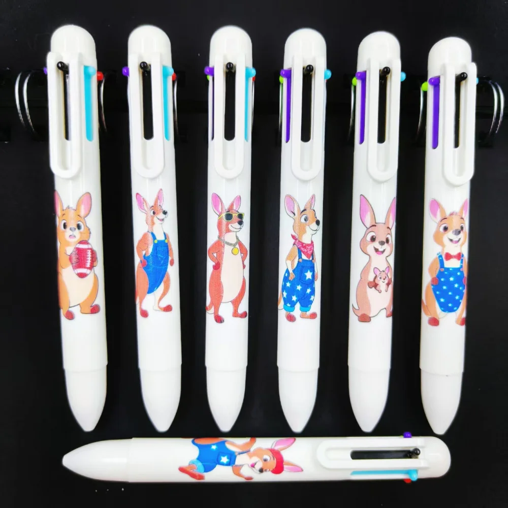 

7 шт./13 шт. тема кенгуру с узором, 6-цветная шариковая ручка, белая серия, ручка-кенгуру с животными, канцелярские принадлежности, шариковая ручка