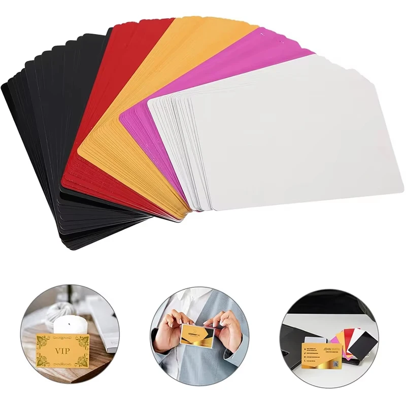 Dobtian 50Pcs Laser Marking Blank Card DIY Aluminum Metal Name Card 86 54mm Engraving Area For CNC Laser Engraving Machine