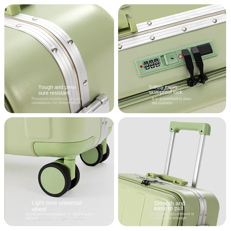 USB Women Rolling Luggage Spinner Men Multi-function Front Opening Suitcase Wheels Cabin Trolley