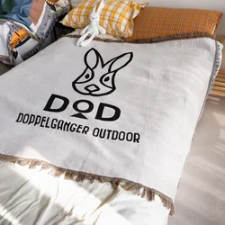 DOD Black Rabbit Simple Sofa Blanket Wild Camping Living Room Decoration Nordic Ins Cartoon Animation Leisure Line Blanket Plaid