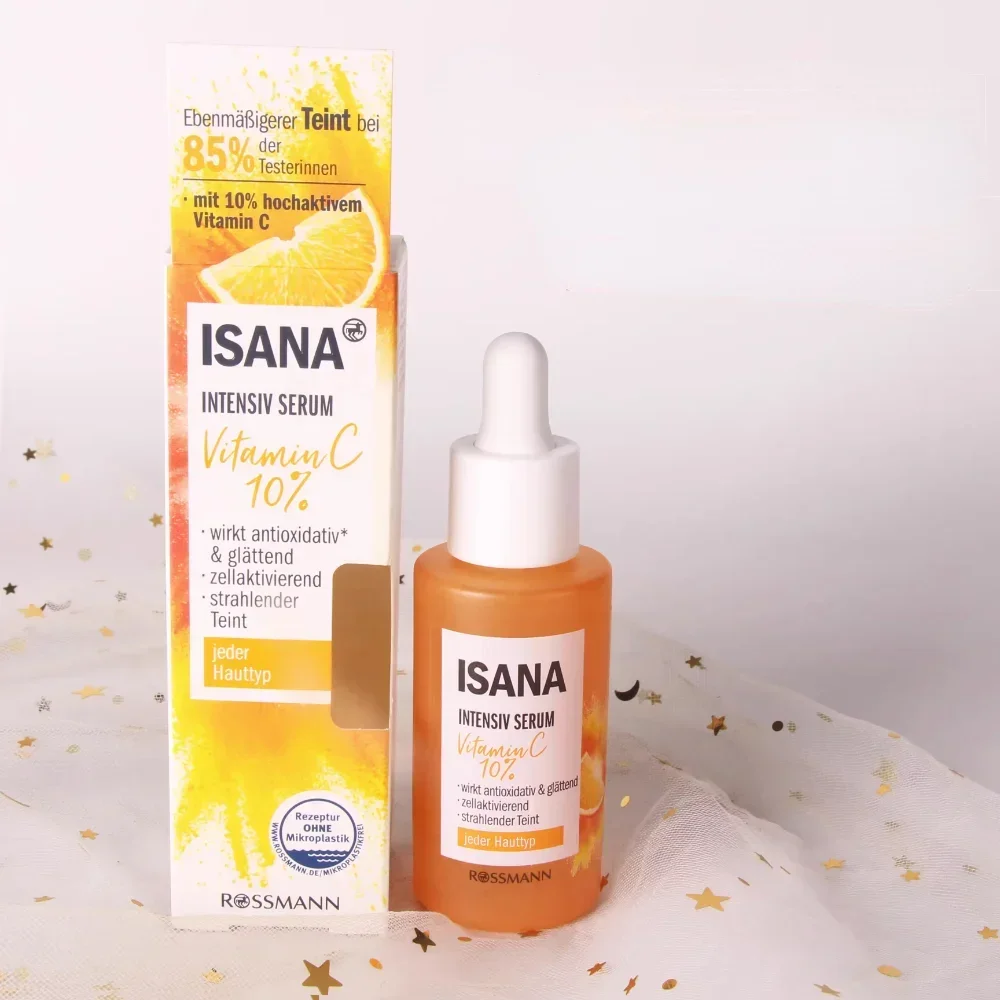 Germany Isana High Intensive Serum 30ml Vitamin C Essence Double VC Hyaluronic Acid Moisturizing Whitening Brightening Skin Cere