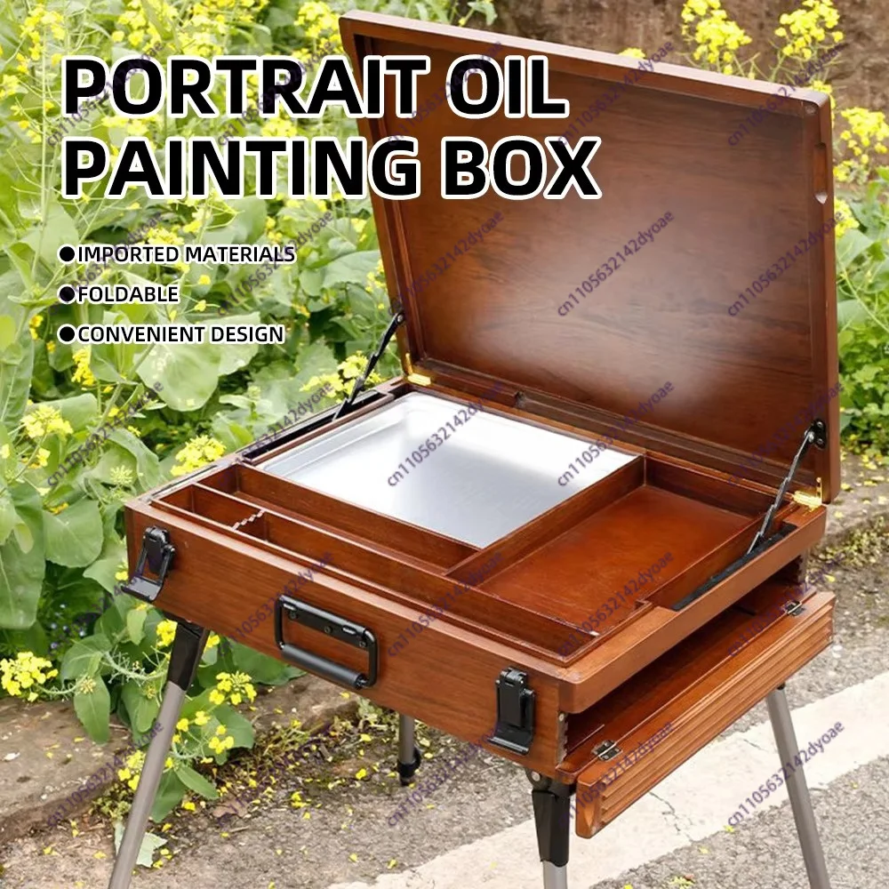 Wood Artist Supplies Box painting box and frame portable folding Art Tool Storage Box Painting Tools beech wood, boxwood