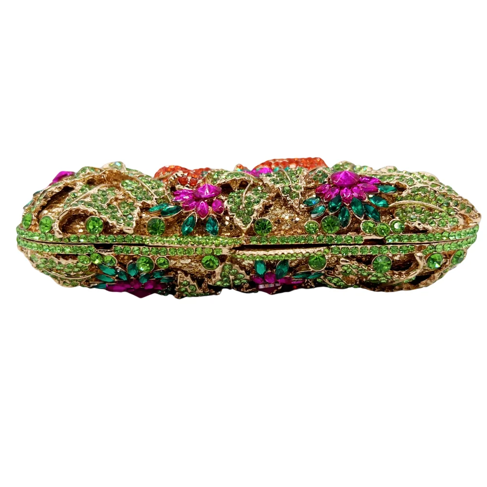 Colorful Flower Fancy Custom Evening for Women Rhinestone Bags Pearl Party Bling Purse Crystal Diamond Clutch Bag