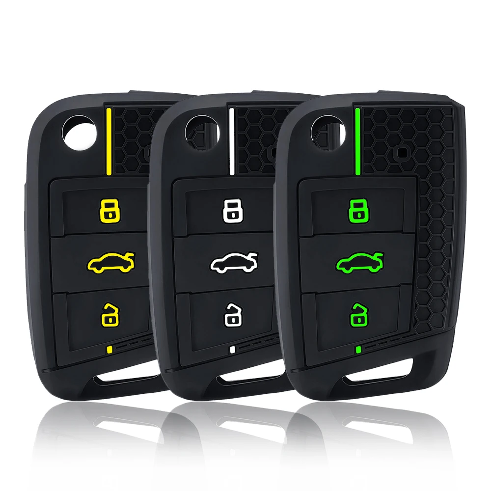 

3 Button Silicone Car Key Case Cover for Volkswagen VW Polo Golf 7 MK7 for Skoda Octavia Combi SEAT Leon Ibiza CUPTRA Keychain