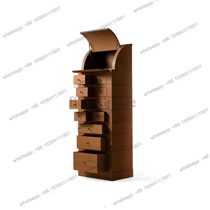 Italian walnut high cabinet household wall rotatable vertical locker