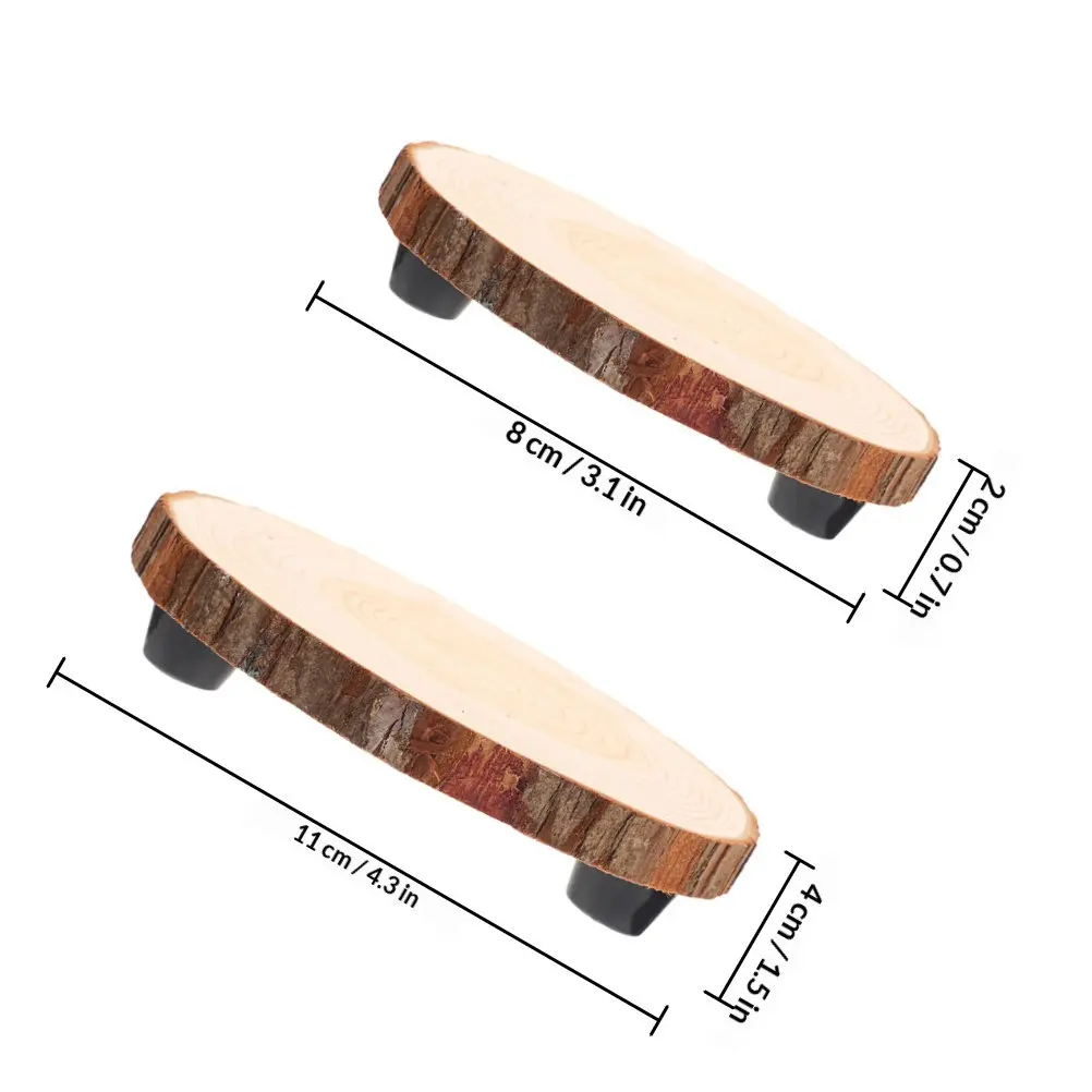 2Pcs Round Wood Plant Stands Multi-Functional Pedestal Riser for Indoor Outdoor Decor Table Centerpiece Cake Stand Rustic Wooden