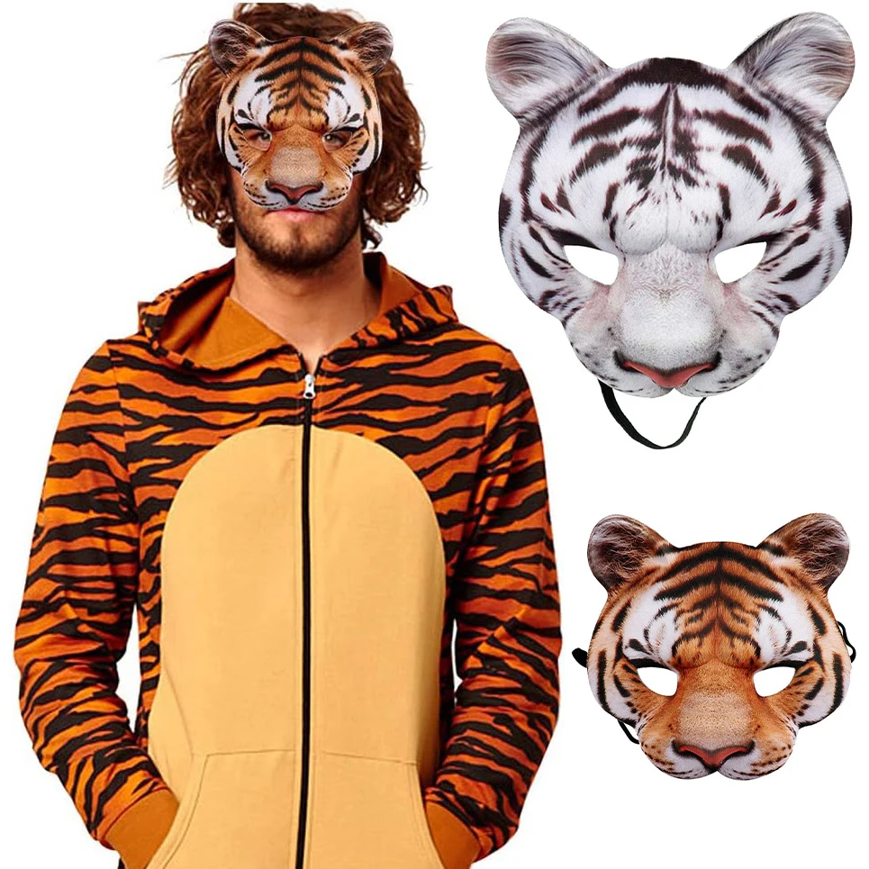 Máscara de animales 3D realista media cara máscara Halloween carnaval mascarada fiesta de cumpleaños juego Cosplay accesorios de disfraz
