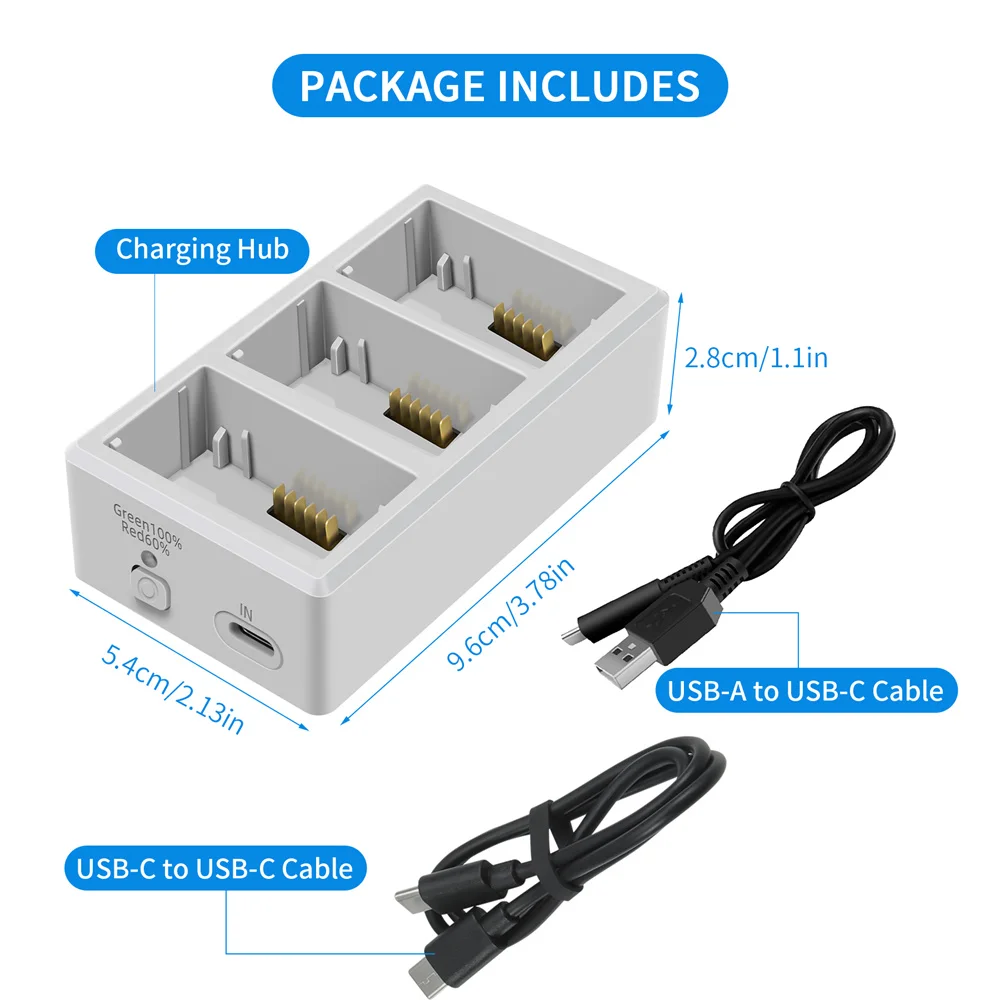 Mini 4 Pro Fast Charger Charging Accessories Drone Battery Charger Charging Hub 3-Way Battery Charging Butler For DJI Mini 3 Pro