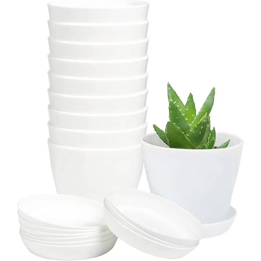

10 Pcs Plastic Planters Indoor Flower Plant Pots Mini Flower Seedlings Nursery Pot Planter Flower Pot with Pallet Modern Drativ