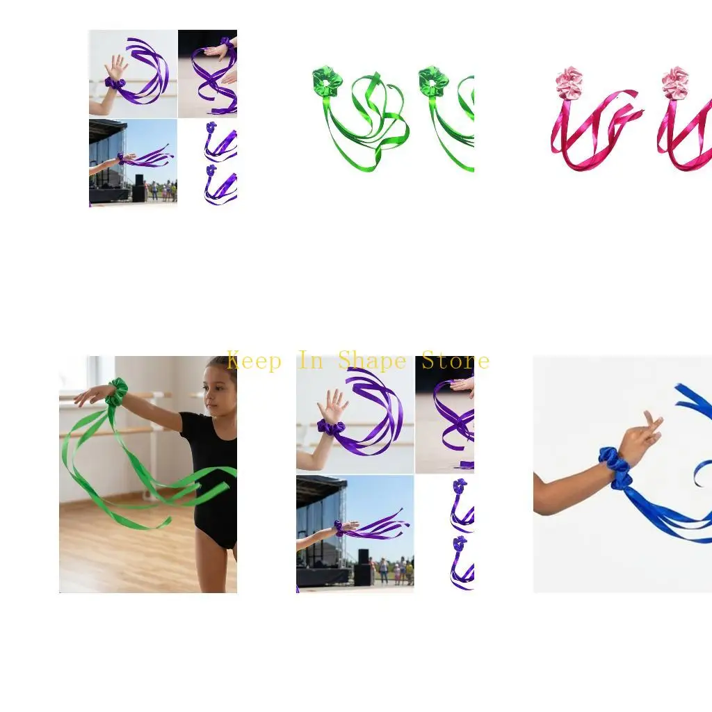 U1JC Dance Ribbons 50CM Gymnastics Ribbon Colorful Ribbon Rhythm Wrist Streamers
