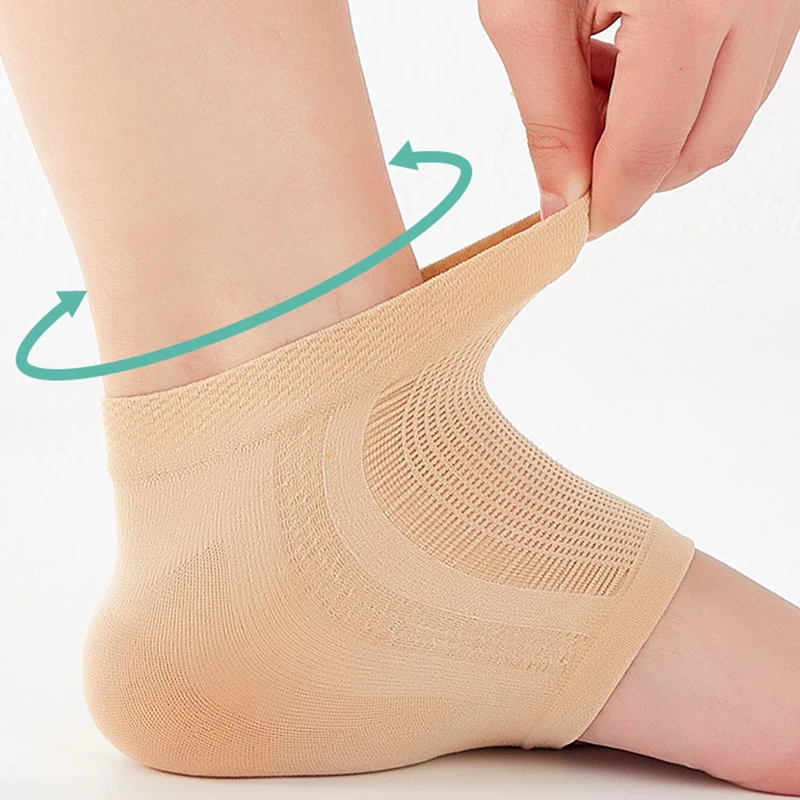 1 คู่ซิลิโคนเท้า Anti-crack Heel ถุงเท้าส้นป้องกัน Anti-DRY Moisturizing Sleeve Cracked ถุงเท้า