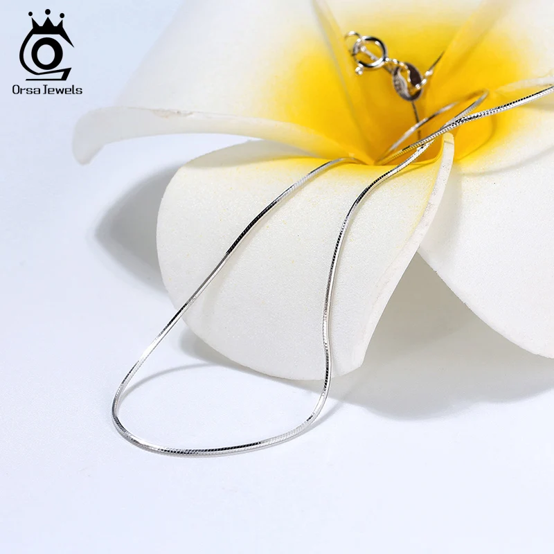 ORSA JEWELS Италия 100% стерлингового серебра 925 пробы ожерелье-цепочка в виде змеи для мужчин и женщин шириной 0,8 мм 1 мм колье-цепочка ювелирные изделия в подарок SC19