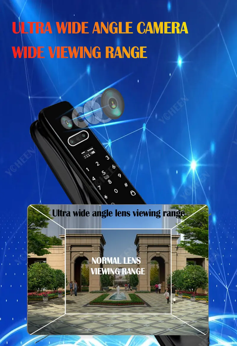 Visual Intercom 3D Face Recognition Digital Smart Door Lock with Tuya Wifi Home Waterproof Fingerprint Code Multilingual Voice