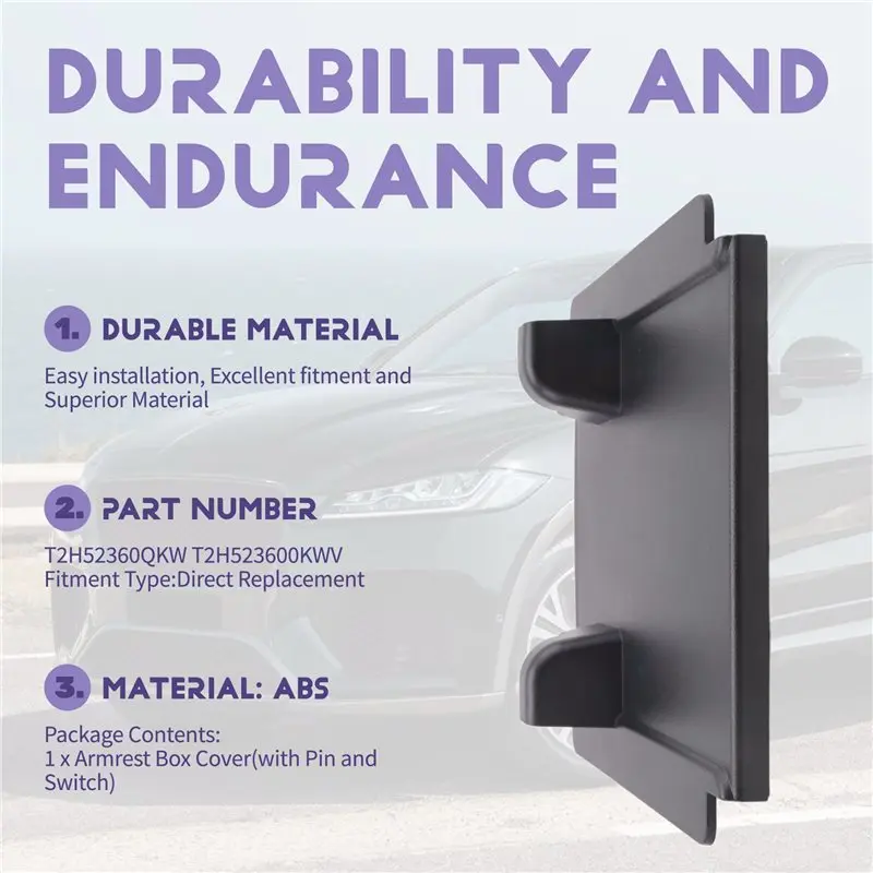 X39A-غطاء صندوق مسند الذراع المركزي للسيارة مع دبوس ومفتاح T2H52360QKW T2H523600KWV لسيارة جاكوار XFL F-PACE 2021-2024