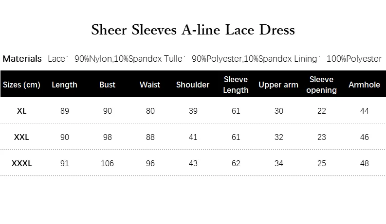 Vestido de encaje con mangas transparentes para mujer Vestido negro adelgazante y elegante