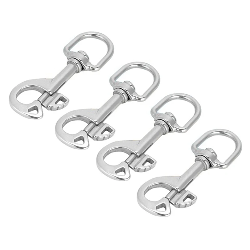 4 Pack Scuba Diving Hooks Swivel Eyebolt Spring Hook Clip Marine Boat 96Mm Stainless Steel