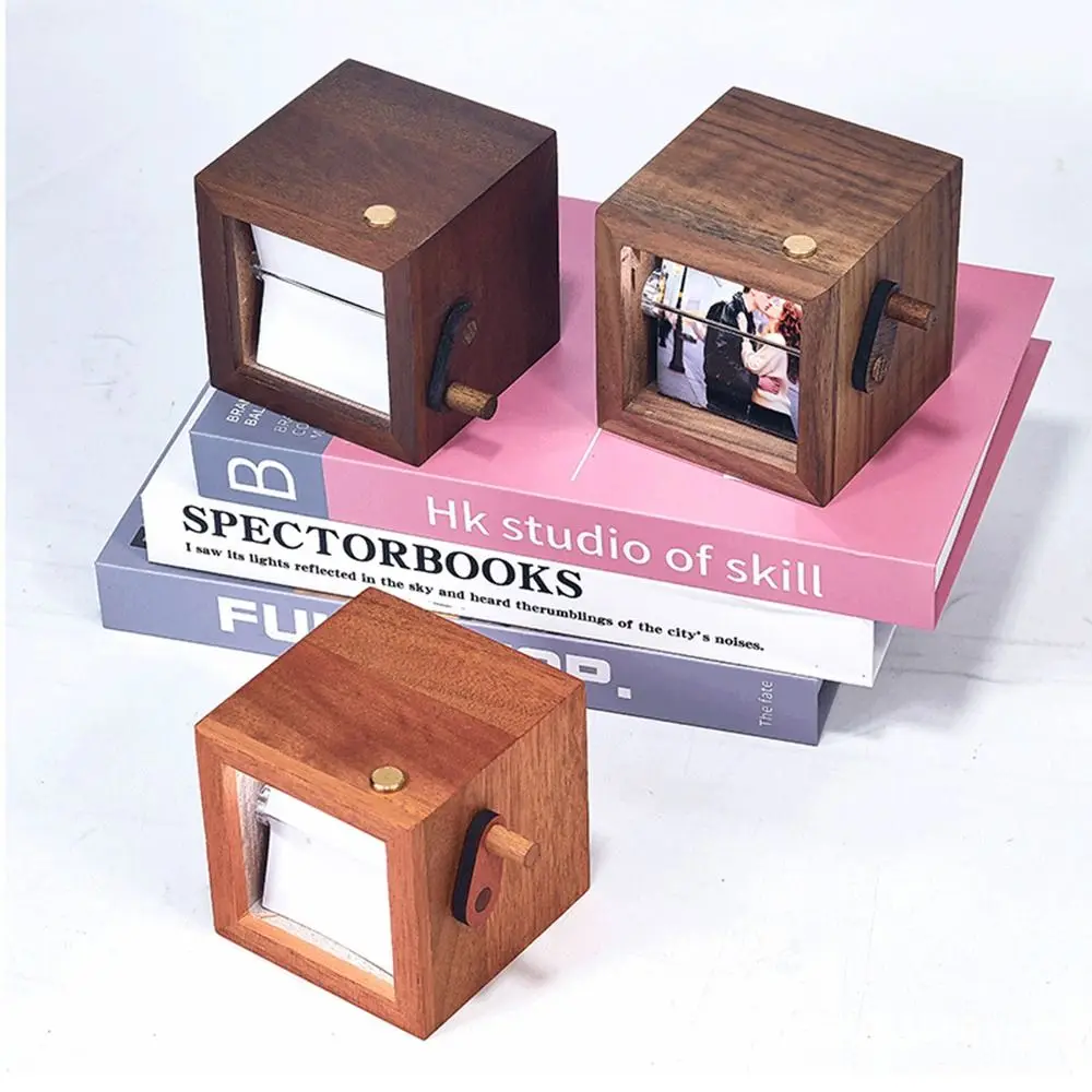 

Luminous Hand Crank Photo Flip Book Frame 8/16 Photos Decorative Page-turning Photo Machine Hand Motion Easy To Install